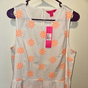 Lilly Pulitzer Lilliana Top Embroidered Seersucker M